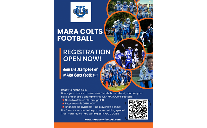 MARA Colts Football Registration is OPEN!