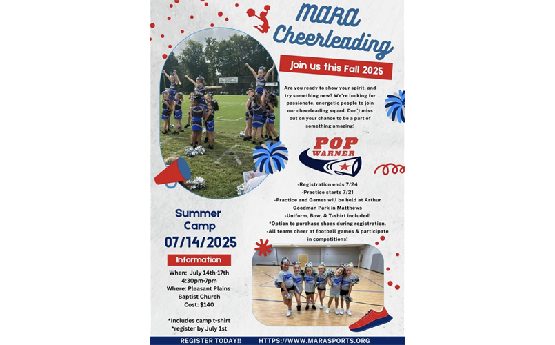 MARA Colts Fall Cheer Registration is OPEN!