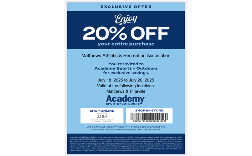 Academy Exclusive Savings Event: July 18 - July 20