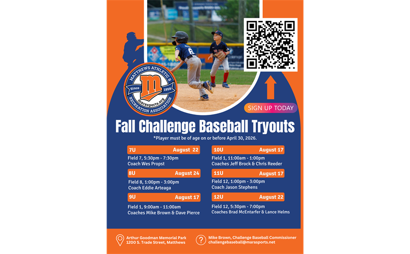 Fall Challenge Baseball Tryouts - Sign Up TODAY!
