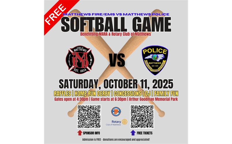 Matthews Fire/EMS vs Matthews Police Softball Game
