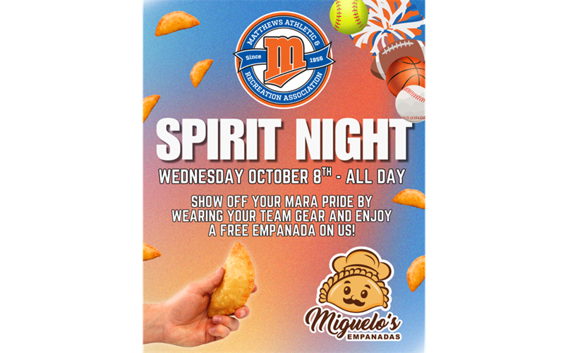 MARA Spirit Night at Miguelo's Empanadas - Wed. 10/8