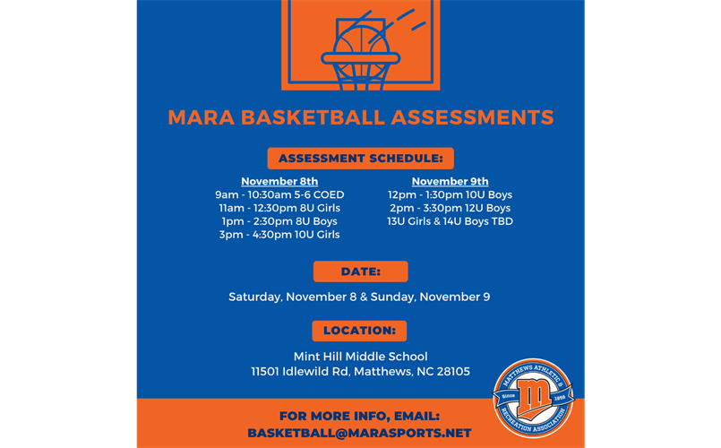 Winter Basketball Assessments Schedule